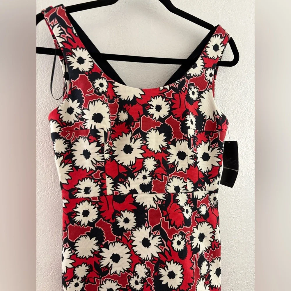 Zara Trafaluc red white black floral print mini dress crisscross strap back M - Picture 2 of 6